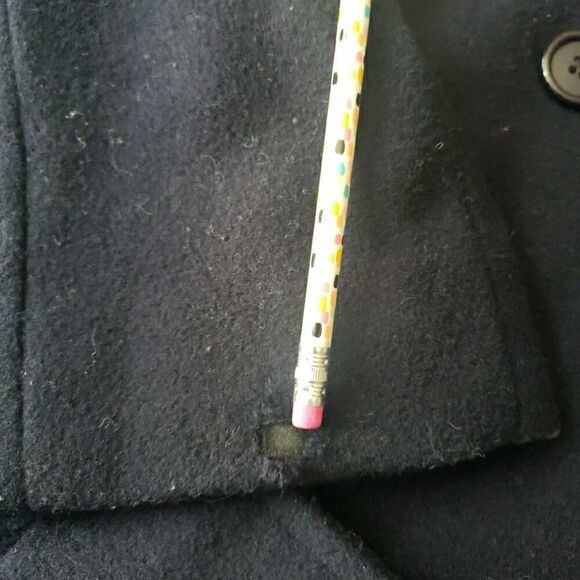 Westbound Dillard's Pea Coat Navy Double Breasted 100% Wool Shell Size 12 - Picture 12 of 13